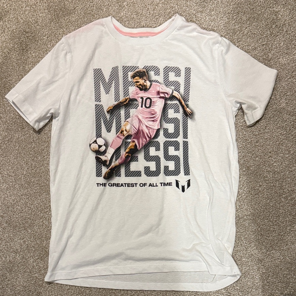 Old Navy White Kids Soccer Graphic Tee with Pink Accent